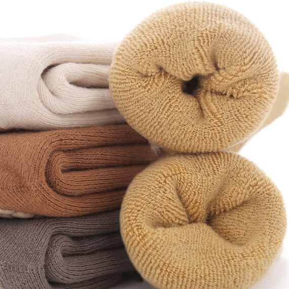 Exemaba Baby Socken Anti Rutsch Dicke - 5 Paar Winter Warme Kleinkinder Rutschsocken Krabbelsocken für Mädchen Jungen(C1,L/3-5 Jahre)