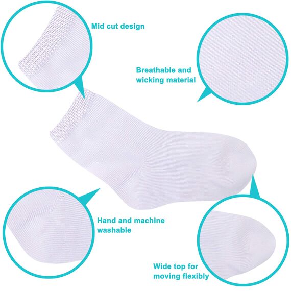 Duufin 18 Paar Kinder Socken Baby Socken Kleinkindsocken Baumwolle Söckchen Jungen Socken, Weiß, 4-6 Jahre