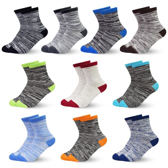 GENTABY Socken Jungen graue Kinder Babysocken - Baumwolle Bunte Sportsocken Neuartige Weiche Elastische - 10 paar für 5-7 Jahre Größe 23-26 27-30 31-34 Kleinkind Mädchen Schulsocken