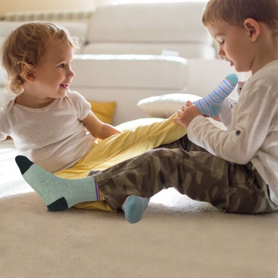 HYCLES Baby ABS Socken Kinder 12 Paar Stoppersocken Kinder Anti Rutsch Socken Kind Jungen Mädchen 23-26 27-30 Kleinkind Socken Baby 06 Sterne für 5-7 Jahre