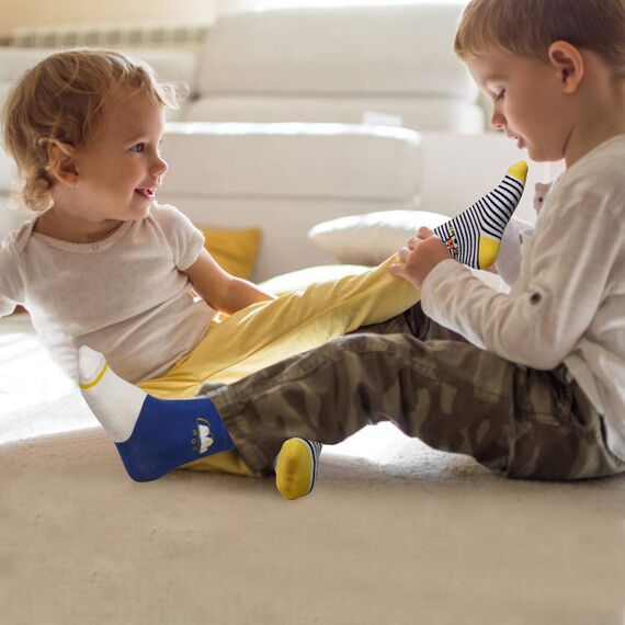 HYCLES Baby ABS Socken Kinder 12 Paar Stoppersocken Kinder Anti Rutsch Socken Kind Jungen Mädchen 23-26 27-30 Kleinkind Socken Baby 05 Monster für 1-3 Jahre