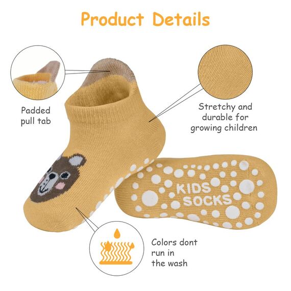 Vicloon rutschfeste Socken für Baby, 6 Paar Baby Socken Baumwolle, Kleinkind Socken Baby, kurz Kinder Anti Rutsch SockenKinder Anti Rutsch Socken for Babies Toddlers and Kids