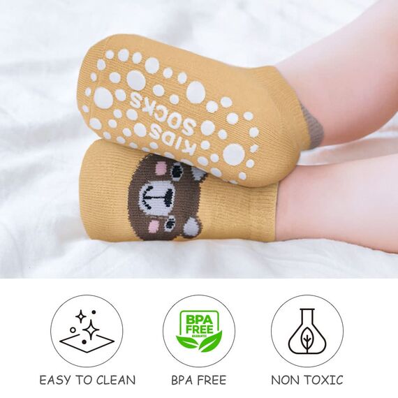 Vicloon rutschfeste Socken für Baby, 6 Paar Baby Socken Baumwolle, Kleinkind Socken Baby, kurz Kinder Anti Rutsch SockenKinder Anti Rutsch Socken for Babies Toddlers and Kids