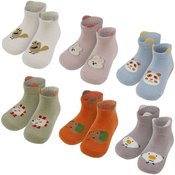 Vicloon Rutschfeste Socken für Baby, 6 Paar Baby Socken Baumwolle, Kleinkind Socken Baby, kurz Kinder Anti Rutsch SockenKinder Anti Rutsch Socken for Babies Toddlers and Kids