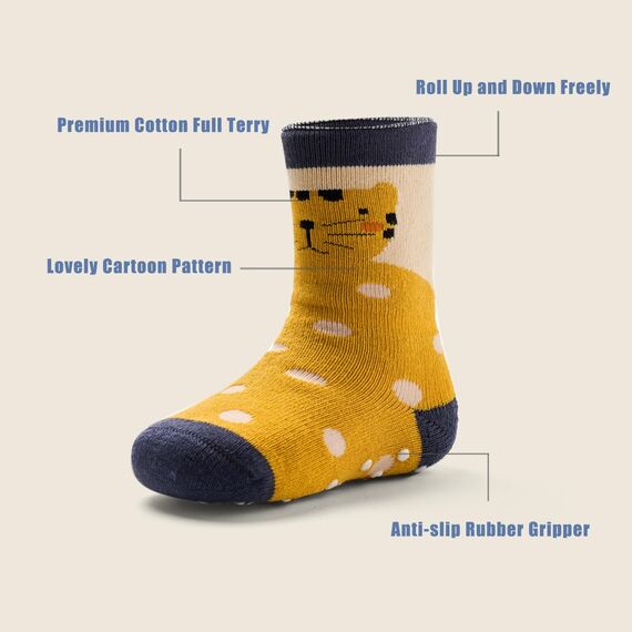 Aisyee 6 Paare Stoppersocken Baby Mädchen Warme Wintersocken Baby Anti rutsch Socken Dicke Baby Krabbelsocken 12-18 24 Monate