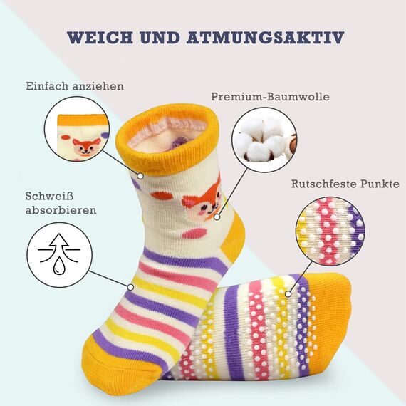 HYCLES Baby ABS Socken Kinder 12 Paar Stoppersocken Kinder Anti Rutsch Socken Kind Jungen Mädchen 23-26 27-30 Kleinkind Socken Baby 04 Koala für 1-3 Jahre