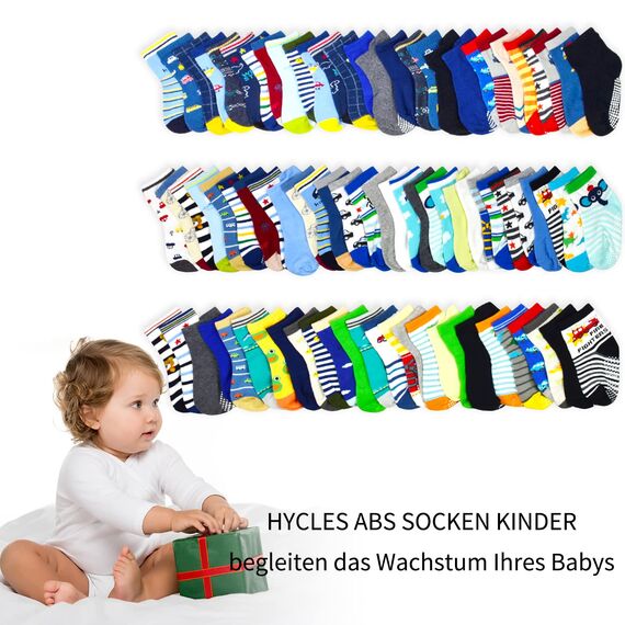 HYCLES Baby ABS Socken Kinder 12 Paar Stoppersocken Kinder Anti Rutsch Socken Kind Jungen Mädchen 23-26 27-30 Kleinkind Socken Baby Mystery Box für Jungen (12 Paar) für 1-3 Jahre