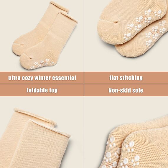 Aisyee Babysocken Warme Kleinkind Baby Mädchen Dicke Wintersocken abs socken Einfarbig Socken Baby Antirutsch Socken 2-4 Jahre