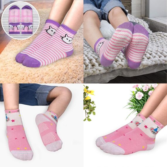 HYCLES Baby ABS Socken Kinder 12 Paar Stoppersocken Kinder Anti Rutsch Socken Kind Jungen Mädchen 23-26 27-30 Kleinkind Socken Baby 04 Koala für 5-7 Jahre