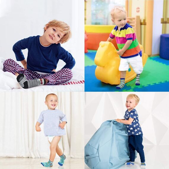 HYCLES Baby ABS Socken Kinder 12 Paar Stoppersocken Kinder Anti Rutsch Socken Kind Jungen Mädchen 23-26 27-30 Kleinkind Socken Baby Mystery Box für Jungen (12 Paar) für 1-3 Jahre