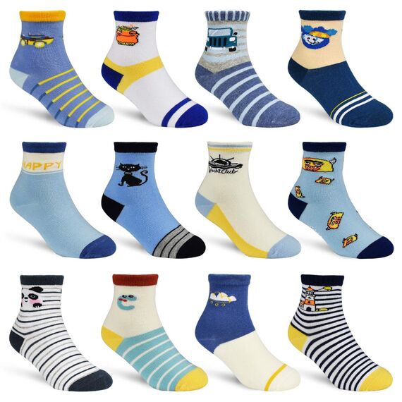 HYCLES Baby ABS Socken Kinder 12 Paar Stoppersocken Kinder Anti Rutsch Socken Kind Jungen Mädchen 23-26 27-30 Kleinkind Socken Baby 05 Monster für 1-3 Jahre