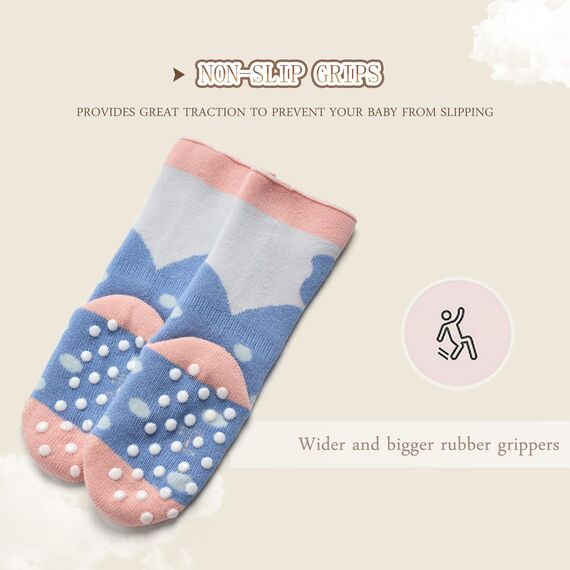Aisyee 6 Paare Stoppersocken Baby Mädchen Warme Wintersocken Baby Anti rutsch Socken Dicke Baby Kleinkind 19-22 2-4 Jahre
