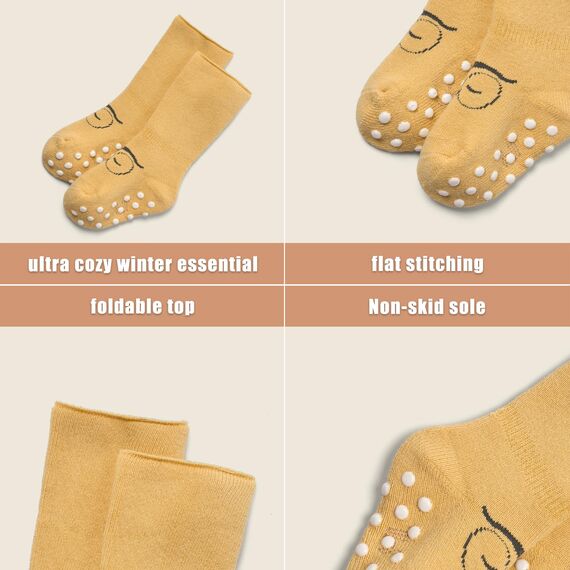 Aisyee 6 Paare Stoppersocken Baby Warme Wintersocken Anti-Rutsch Dicke Krabbelsocken 0-6 6-12 Monate