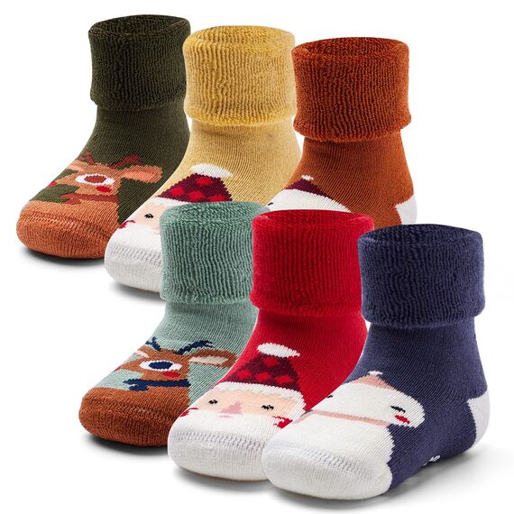 Aisyee Baby Dicke Warme Wintersocken Kleinkind Jungen Mädchen Weihnachtssocken abs Socken Baby Antirutsch Socken 2-4 Jahre