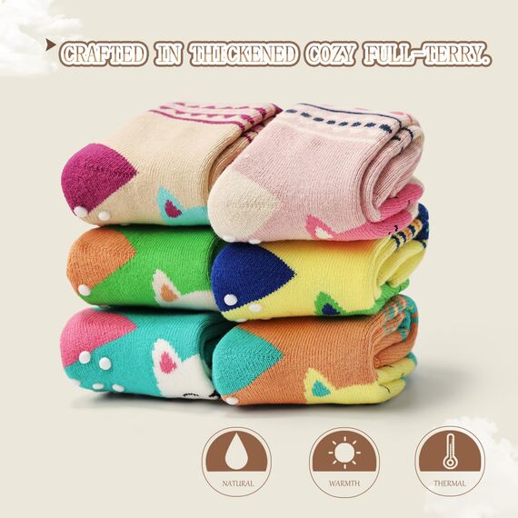 Aisyee 6 Paare Stoppersocken Baby Mädchen Warme Wintersocken Baby Dicke Anti rutsch Socken Katze 0-6 6-12 Monate