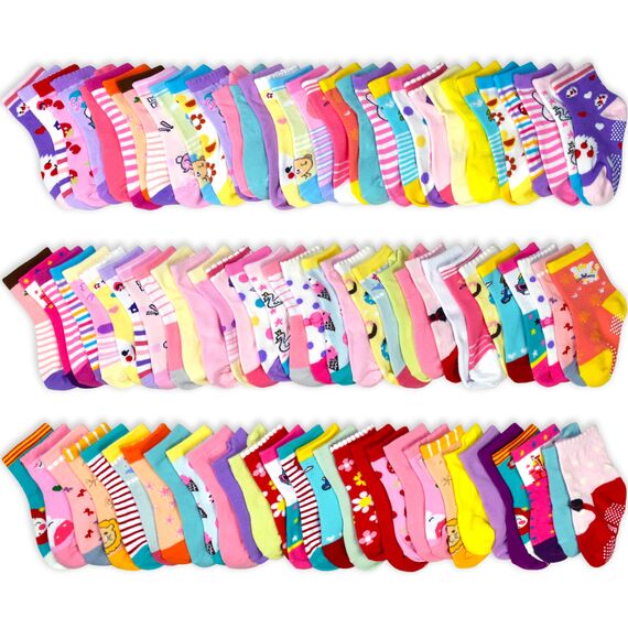 HYCLES Baby ABS Socken Kinder 12 Paar Stoppersocken Kinder Anti Rutsch Socken Kind Jungen Mädchen 23-26 27-30 Kleinkind Socken Baby Mystery Box für Mädchen (12 Paare) für 3-5 Jahre