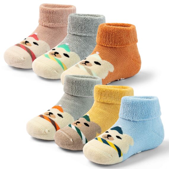 Aisyee 6 Paare Baby Stoppersocken Warme Wintersocken Baby abs socken Dicke Anti rutsch Socken Baby 19-22 2-3 Jahre