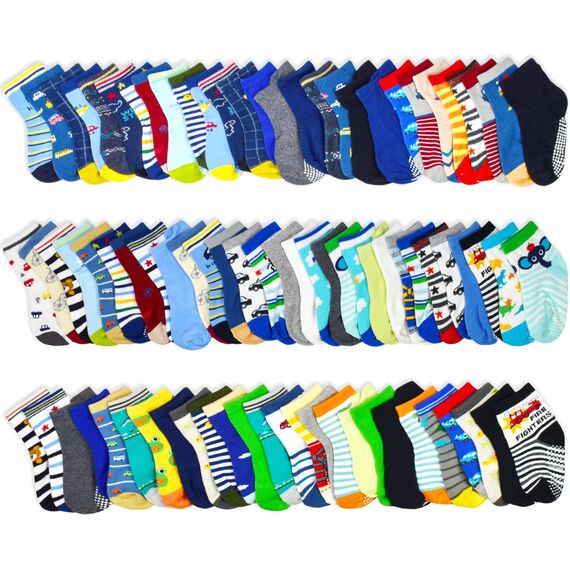 HYCLES Baby ABS Socken Kinder 12 Paar Stoppersocken Kinder Anti Rutsch Socken Kind Jungen Mädchen 23-26 27-30 Kleinkind Socken Baby Mystery Box für Jungen (12 Paar) für 3-5 Jahre