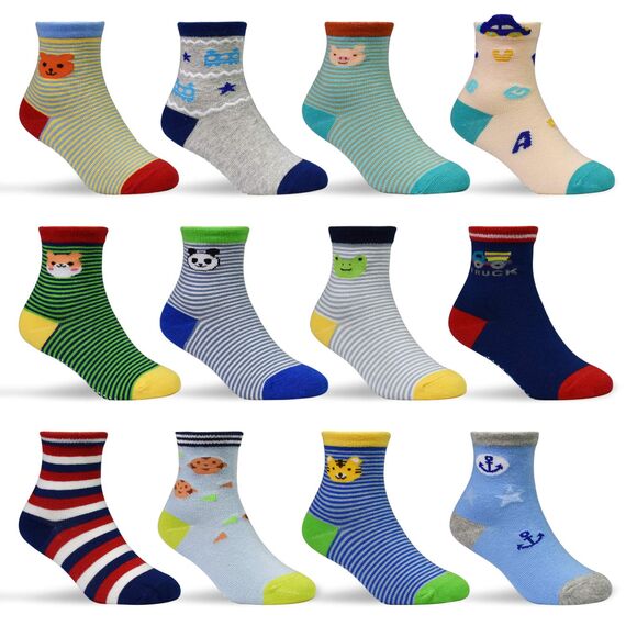 HYCLES Baby ABS Socken Kinder 12 Paar Stoppersocken Kinder Anti Rutsch Socken Kind Jungen Mädchen 23-26 27-30 Kleinkind Socken Baby 02 Tier für 6-12 Monate