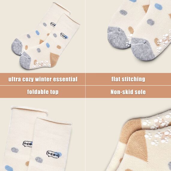 Aisyee 6 Paare Baby Warme Socken Baby Jungen Mädchen Dicke Wintersocken abs Socken Baby Anti Rutsch Socken 12-18 12-24 Monate