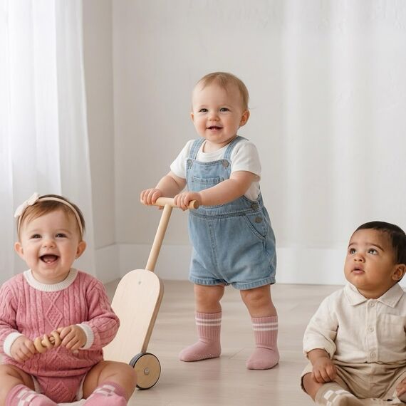 bistyle Bio-Baumwolle Stoppersocken Kleinkinder Baby ABS Antirutsch Socken Schachbrettmuster | Rutschsocken für Neugeborene Jungen Mädchen Tennissocken Sportsocken