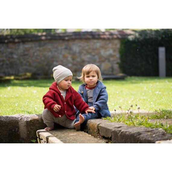 Engel Natur, Baby- und Kindermütze doppellagig, 70% Wolle (kbT), 30% Seide (110-116, Olive)