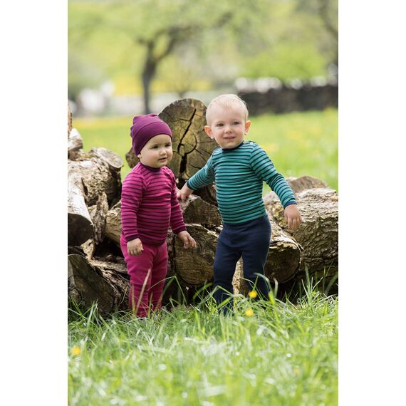 Engel Natur, Baby- und Kindermütze doppellagig, 70% Wolle (kbT), 30% Seide (110-116, Olive)