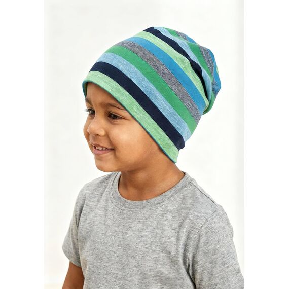 Sterntaler Beanie Streifen – Mütze aus Singlejersey mit tollem Farbverlauf – Jungen UV-Schutz 50+ Beanie – Lässige geringelte Mütze – Übergangsmütze Baby & Kind – marine, Größe 55