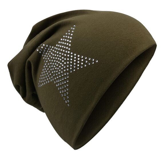 Miobo Slouch Beanie Mütze für Kinder und Erwachsene – Weiche Baumwolle – Strass-Stern-Design