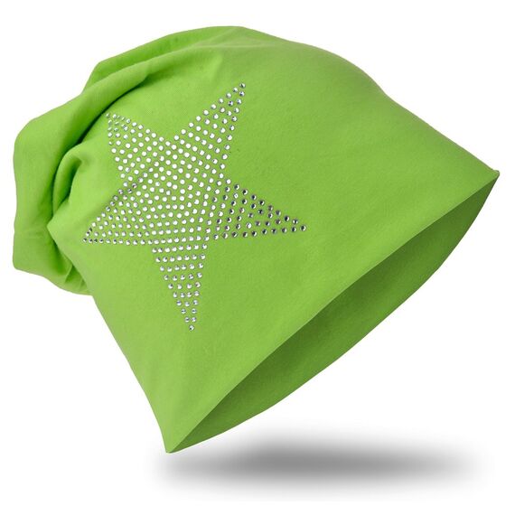 Miobo Slouch Beanie Mütze für Kinder und Erwachsene – Weiche Baumwolle – Strass-Stern-Design