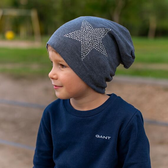Miobo Slouch Beanie Mütze für Kinder und Erwachsene – Weiche Baumwolle – Strass-Stern-Design