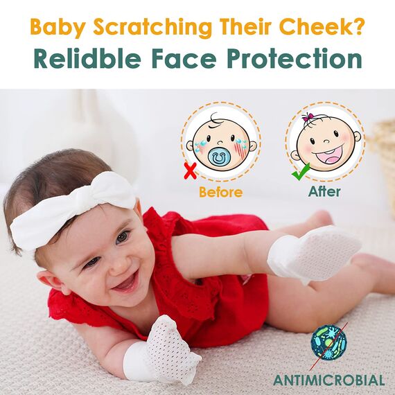 6 Paare Fäustlinge Baby Babyhandschuhe aus Baumwolle als Neugeborenen Handschuhe, No Scratch Fäustlinge Handschuhe Babyhandschuhe Keine Kratzhandschuhe für 0-5 Monate Jungen Mädchen