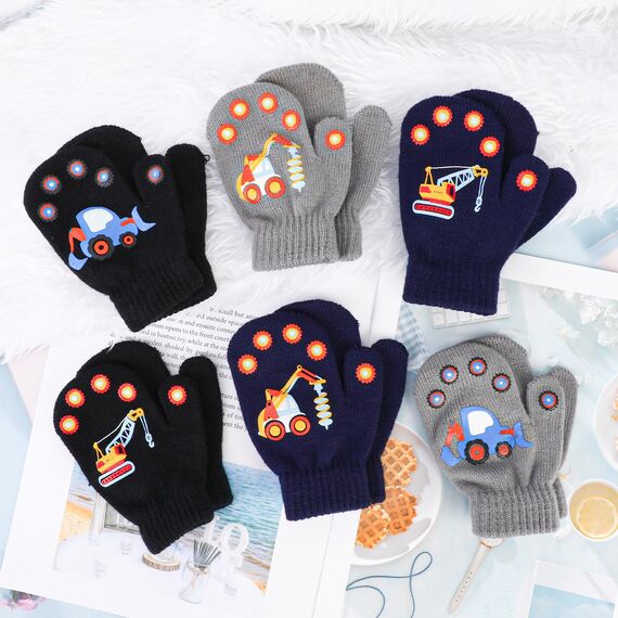 Jupsk Kleinkind Fäustlinge Baby Strickhandschuhe Winter Warme Stretch Bagger Fäustlinge für Kinder Jungen Mädchen 1 2 3 4 Jahre 6 Paar