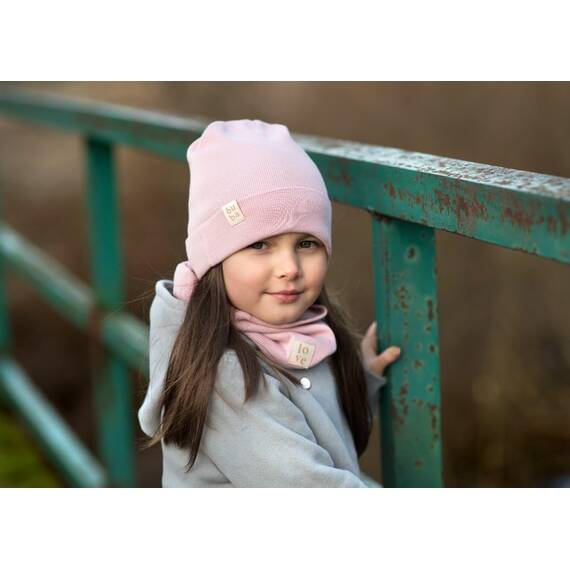 Bubalove Mützen und Schalset für Jungen, Mädchen, Baby, Größen 0mc bis 12 Jahre+ viele Farben, Frühlings-, Herbstsets, Baumwollmützen, handgenäht (46-52 cm, Hellrosa)