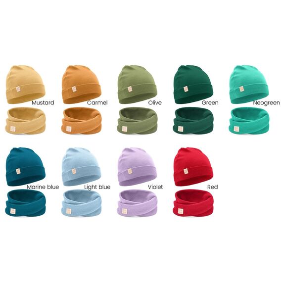 Bubalove - Mütze und Schal Set - Baumwollmütze - Kragen für Baby - Baumwollmütze und Halswärmer - Strickmütze - Mütze und Schals - Kinder Kindermütz