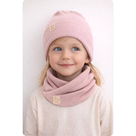 Bubalove Mützen und Schalset für Jungen, Mädchen, Baby, Größen 0mc bis 12 Jahre+ viele Farben, Frühlings-, Herbstsets, Baumwollmützen, handgenäht (46-52 cm, Hellrosa)