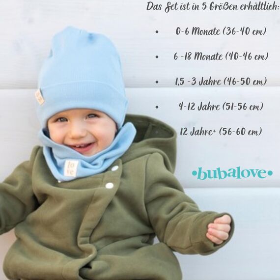 Bubalove Mützen und Schalset für Jungen, Mädchen, Baby, Größen 0mc bis 12 Jahre+ viele Farben, Frühlings-, Herbstsets, Baumwollmützen, handgenäht (36-40 cm, Wassermelone)
