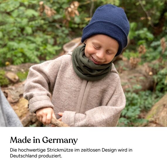 Ehrenkind® Kinder-Strickmütze | aus feinster Merino Schurwolle | Grau | Made in Germany | Unisex | Mütze Kinder | Mütze Jungen und Mädchen | Beanie | Ideal im Herbst und Winter