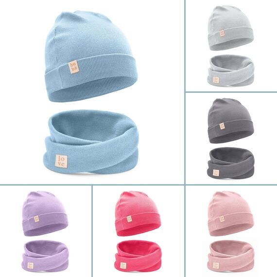 Bubalove - Mütze und Schal Set - Baumwollmütze - Kragen für Baby - Baumwollmütze und Halswärmer - Strickmütze - Mütze und Schals - Kinder Kindermütz