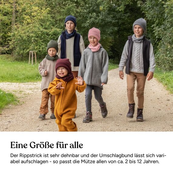 Ehrenkind® Kinder-Strickmütze | aus feinster Merino Schurwolle | Rose | Made in Germany | Unisex | Mütze Kinder | Mütze Jungen und Mädchen | Beanie | Ideal im Herbst und Winter