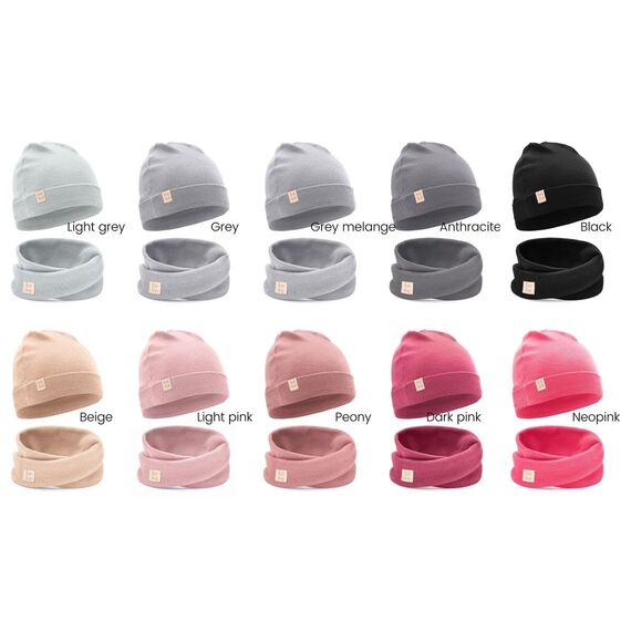 Bubalove Mützen und Schalset für Jungen, Mädchen, Baby, Größen 0mc bis 12 Jahre+ viele Farben, Frühlings-, Herbstsets, Baumwollmützen, handgenäht (46-52 cm, Karamell)