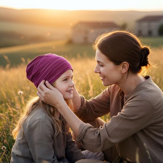 Wollhuhn Kinder Beanie – Zweilagige Longbeanie aus Jersey, wendbar & weich – innen grau – Handmade in Deutschland – ganzjährig (DE/NL/SE/PL, Numerisch, 48, 50, Lines Beere)