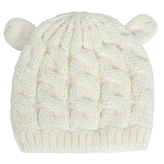 Yixda Neugeborene Baby Mütze und Handschuhe Set Kleinkind Winter Strickmütze Hüte (Weiß 1, 3-6 Monate)
