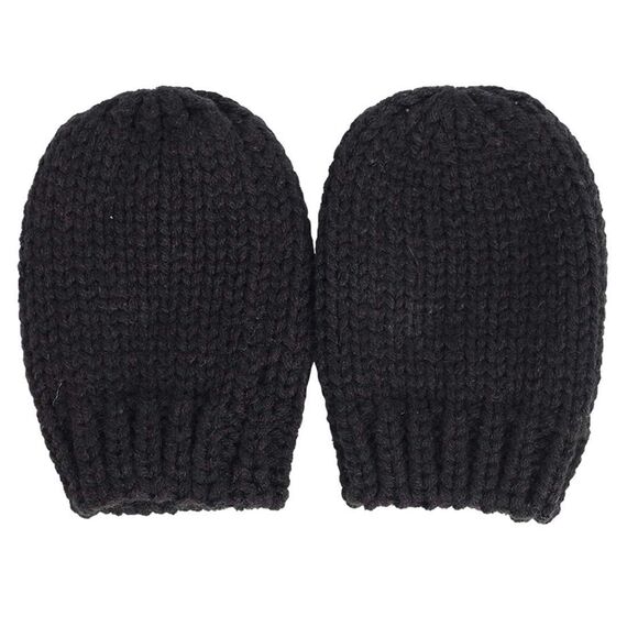 Yixda Neugeborene Baby Mütze und Handschuhe Set Kleinkind Winter Strickmütze Hüte (Schwarz 2, 6-18 Monate)