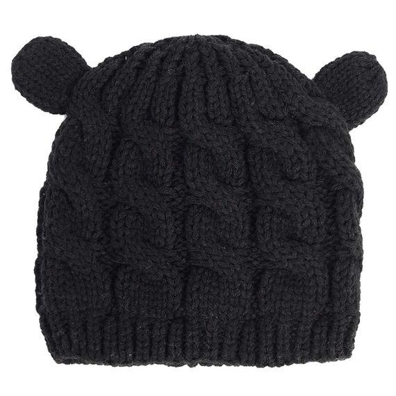 Yixda Neugeborene Baby Mütze und Handschuhe Set Kleinkind Winter Strickmütze Hüte (Schwarz 2, 3-6 Monate)