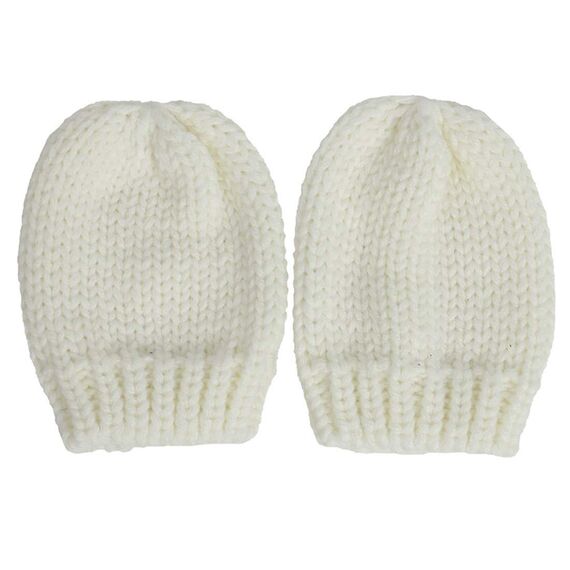 Yixda Neugeborene Baby Mütze und Handschuhe Set Kleinkind Winter Strickmütze Hüte (Weiß 2, 3-6 Monate)