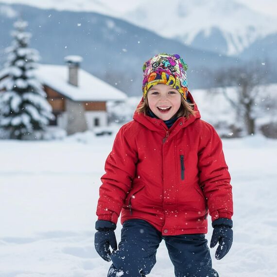Wollhuhn Kinder Beanie – Zweilagige Longbeanie aus Jersey, wendbar & weich – innen grau – Handmade in Deutschland – ganzjährig (DE/NL/SE/PL, Numerisch, 52, 54, Streetart)