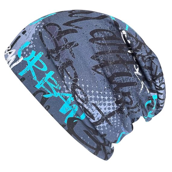 Wollhuhn Kinder Beanie – Zweilagige Longbeanie aus Jersey, wendbar & weich – innen grau – Handmade in Deutschland – ganzjährig (DE/NL/SE/PL, Numerisch, 48, 50, Skater Blau)