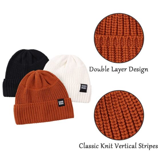 Pesaat Baby Mütze Jungen Strickmütze Weiche Baumwolle Mädchen Hut Kindermütze Warme Wintermütze 0-5 Jahren Winter,Herbst (Schwarz+Weiß+Schokolade, 2-5Jahren)