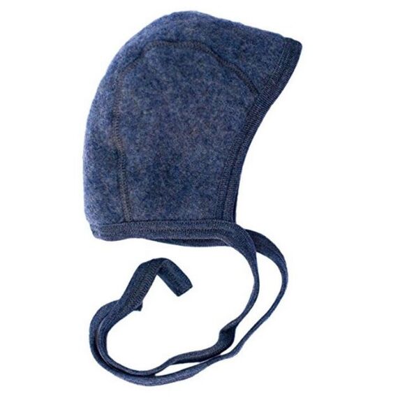 Engel Natur Baby Häubchen, Fleece, 100% Wolle, 4 Farben (50/56, Blau Melange)